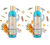 Natura Siberica Champú Pelo Seco Débil y Dañado 400ml - Champú Nutritivo con Oblepikha y Argán - Biodegradable y Natural sin Quimicos para Nutrición Profunda (Paquete de 2)