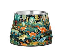 Natura Verde Colorido Dinosaurios Cuencos Antideslizantes de Acero Inoxidable para Perros Comederos Agua Apilables para Cachorros