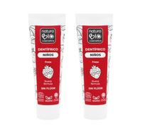 NaturaBIO Cosmetics - Pack PROMO 2 uds Pasta de Dientes para Niños Sabor Fresa 100% Natural,Vegana, Sin Gluten, Sin Fluor 75 ml