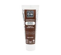 NaturaBIO Cosmetics - Pasta de Dientes Blanco Natural con Regaliz & Carbón Activo, Sin Gluten, Sin Flúor, Sin Sulfatos, 75 ml