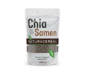 NATURACEREAL Semillas de Chia Calidad Premium 1.000g - | Chia significa FUERZA en el idioma Maya | Alto contenido de Fibras | Proteinas | Ácidos grasos Omega-3 | Antioxidantes | Vegano | Sin Gluten |