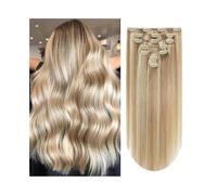 Natural 8 extensiones de cabello con clip, 100% cabello humano real, color marrón, rubio con reflejos, P8/613 Extensiones de Pelo(14inches,240g-2 packs)