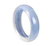 Natural Agate Classic Plain Band Finger Ring Feng Shui Energy Balance Prosperity Protection Amulet Polished Genuine Stackable