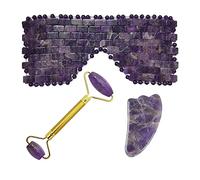 Natural Amatista Jade Rodillo Facial Gua Sha Stone Board Gouache Scraper Sleep Masaje Relajación Belleza Set Tipo 02
