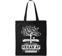 Natural and Healthy Raised On Veggies Vegan AF - Bolsa de algodón ecológico natural, color negro, Black, Talla única