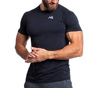 Natural Athlet Camiseta de fitness de corte entallado para hombre - Camiseta larga de secado rápido para gimnasio - culturismo, entrenamiento de fuerza y deporte, Negro , 3XL
