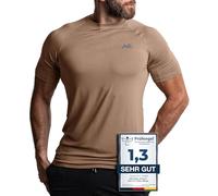 Natural Athlet Camiseta de fitness de corte entallado para hombre - Camiseta larga de secado rápido para gimnasio - culturismo, entrenamiento de fuerza y deporte, arena, L