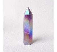 Natural Aura Cuarzo Limpio Colorido Cristal PointHome Decoración Obelisco Piedra Chakra Torre Regalo,Aura Amatista,70-80 Mm