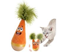 Natural Beechwood Cat Toy, 7.09in Self-Righting Wobble Tumblers Toy