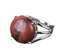 Natural Big Red Jasper Anillo Crystal Redonde Redondeo Ronda Ajuste de piedra abierta Anillos de piedra Reiki Anillos de los dedos del tobillo Anillo de la eternidad para mujeres Girl Men