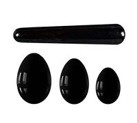 Natural Black Obsidian Yoni Egg Set Massage Wand Women Vaginal Muscle Exerciser Jade Eggs, Unrilled Set No Box