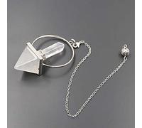 Natural Blanco Roca Cristal Dowsing Pyramid Colgante Reiki Healing Energy Pendulum con meditación de cadena-PORCELANA