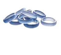 Natural Blue Chalcedony Classic Plain Band Finger Ring Feng Shui Calm Clarity Peace Protection Amulet