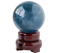 Natural Blue Fluorite Crystal Ball Gemstone Sphere Ornamentos de Cristal para Reiki Balancing Meditation Energy Chakra Aura Home and Office Decoration, 60-70 mm