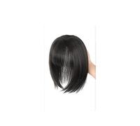 Natural Cabello Toppers de cabello natural con flequillo Extensiones de cabello Topper de cabello humano real Piezas de cabello superior for Halloween Citas Boda Pelucas Naturales (Color : Black B)