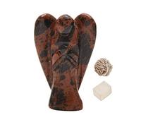 Natural Caoba Obsidiana Reiki Tallado Espiritual Guardián Ángel de bolsillo Curación | Terapia de cristales | Selenita del desierto de rosas | Cubo de selenita "2 pulgadas aprox. - Blessfull Healing