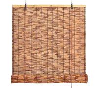 Natural Carbonización Cortina de Caña Persianas Enrollables Exterior, Partición Balcón Shade Roll-Up Blinds, para Interior,Patio, Puerta, Personalizado,80x220cm/32x87in(WxH)