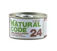 Natural Code 24 - Alimento húmedo para gato - Atún, vaca y vegetales - Cantidad: 85 g