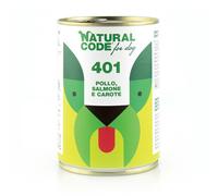 Natural Code 401 - Alimento húmedo sin cereales para perro - Pollo, salmón y zanahoria - Cantidad: 400 g