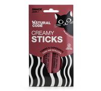 Natural Code Creamy - Snack líquido de atún y vieiras para gato - Cantidad: 4 x 14 g