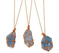 Natural, Colgante Piedras Preciosas Celestina Natural Ajustable, Collar con Colgante Piedra joyería Trenzada Envolvente para Mujeres Hombres Regalos Festivales Na