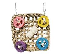 Natural Colorful Parakeet, Bird Toys, 9.06x7.09x1.18 Inches with Climbing Swing Foraging Accessories, Fun Playground Cage Decor for Training, Small Pets, Outdoor Aviary, Home Use