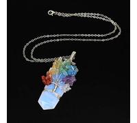 Natural Crystal 7 Chakra Tree Of Life Wire Wrapped Rose Pink Quartz Amethysts Healing Pointed Sword Faceted Pendant Necklace,opalite Opal,50cm