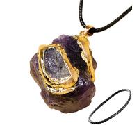 Natural Crystal Rough Stone Pendant Necklace, Irregular Amethyst Gemstone Jewelry for Women, Handmade Healing Necklace with Unique Design, 1.57-1.97 Inches Size Range