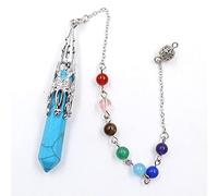 Natural Crystal Stone Pendulum for Dowsing Divination Hexagonal Prism A Chakra Energy Spiritual Pendulo Jewelry Gift-Blue Turquoise Chakr