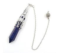 Natural Crystal Stone Pendulum for Dowsing Divination Hexagonal Prism A Chakra Energy Spiritual Pendulo Jewelry Gift-Lapis Lazuli