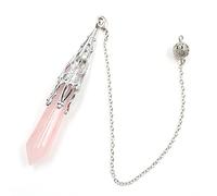 Natural Crystal Stone Pendulum for Dowsing Divination Hexagonal Prism A Chakra Energy Spiritual Pendulo Jewelry Gift-Rose Quartz
