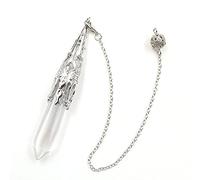 Natural Crystal Stone Pendulum for Dowsing Divination Hexagonal Prism A Chakra Energy Spiritual Pendulo Jewelry Gift-Clear Crystal