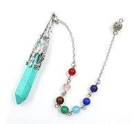 Natural Crystal Stone Pendulum for Dowsing Divination Hexagonal Prism A Chakra Energy Spiritual Pendulo Jewelry Gift-Turquoise Chakra