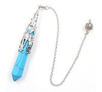 Natural Crystal Stone Pendulum for Dowsing Divination Hexagonal Prism A Chakra Energy Spiritual Pendulo Jewelry Gift-Blue Turquoise