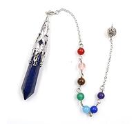 Natural Crystal Stone Pendulum for Dowsing Divination Hexagonal Prism A Chakra Energy Spiritual Pendulo Jewelry Gift-Lapis Lazuli Chakra