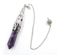Natural Crystal Stone Pendulum for Dowsing Divination Hexagonal Prism A Chakra Energy Spiritual Pendulo Jewelry Gift-Amethyst