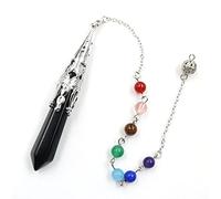 Natural Crystal Stone Pendulum for Dowsing Divination Hexagonal Prism A Chakra Energy Spiritual Pendulo Jewelry Gift-Black Onyx Chakra