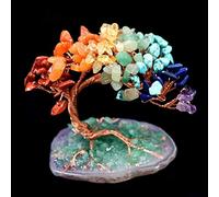 Natural Crystal Tree Amethyst Rose Quartz Olivine Lucky Tree Decor Agate Slices Gravle Stone Mineral Ornaments Home Decor Gifts,Multicolor