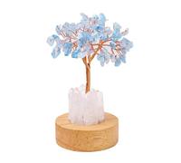 Natural Crystal Tree Night Light, Golden Lamp Of Wealth,Wealth Lamp Natural Crystal, Vintage Retro LED Night Lamps, USB Plug Light With Wooden Base, For Office, Living Room, Bedroom (aquamarine)