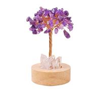 Natural Crystal Tree Night Light, Golden Lamp Of Wealth,Wealth Lamp Natural Crystal, Vintage Retro LED Night Lamps, USB Plug Light With Wooden Base, For Office, Living Room, Bedroom (amethyst)