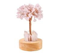 Natural Crystal Tree Night Light, Golden Lamp Of Wealth,Wealth Lamp Natural Crystal, Vintage Retro LED Night Lamps, USB Plug Light With Wooden Base, For Office, Living Room, Bedroom (pink crystal)