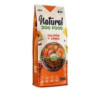 Natural Dog Food Salmón y Arroz - Pienso Premium para Perros Adultos Pequeños y Grandes, Todas Las Razas, Alimento Seco Natural (15 KG.)