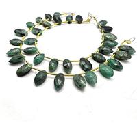 Natural Emerald 13 x 7 mm Marquoise Faceted 7 Inch 17 Pieces Green Color Rare Gemstone Beads Beach German_Beads_66