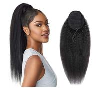 Natural Extensión de cabello humano brasileño Remy con cola de caballo recta, con cordón ajustable, for mujer Aspecto perfecto(24inches)