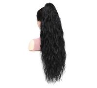 Natural Extensión de cabello sintético ondulado con cordón for cola de caballo, cabello largo con ondas al agua for mujeres Aspecto perfecto(1B)
