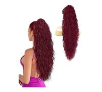 Natural Extensión de cola de caballo larga ondulada con agua, cola de caballo sintética con clip, extensión de cabello falso, onda rizada Aspecto perfecto(118)