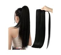 Natural Extensión de cola de caballo recta de 14 a 26 pulgadas, cabello humano natural suave, for mujeres. Aspecto perfecto(18inches)