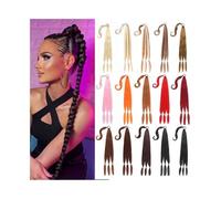 Natural Extensión de cola de caballo trenzada larga con lazo, peluca sintética recta for uso diario. Aspecto perfecto(27-613,26inches)