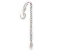 Natural Extensión de cola de caballo trenzada sintética larga con lazo for el cabello, extensiones de cabello rectas envolventes Aspecto perfecto(LIGHT GRAY)