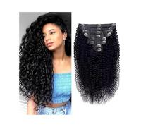 Natural Extensiones de cabello humano brasileño Remy con ondas profundas y rizado, 100% color natural, 8 unidades con 18 clips, n.° 1b Extensiones de Pelo(22inches,120gSet)